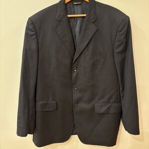 Ermenegildo Zegna Blazer 48L(?)  Black Sport Coat Wool Pinstripe Traveler Italy